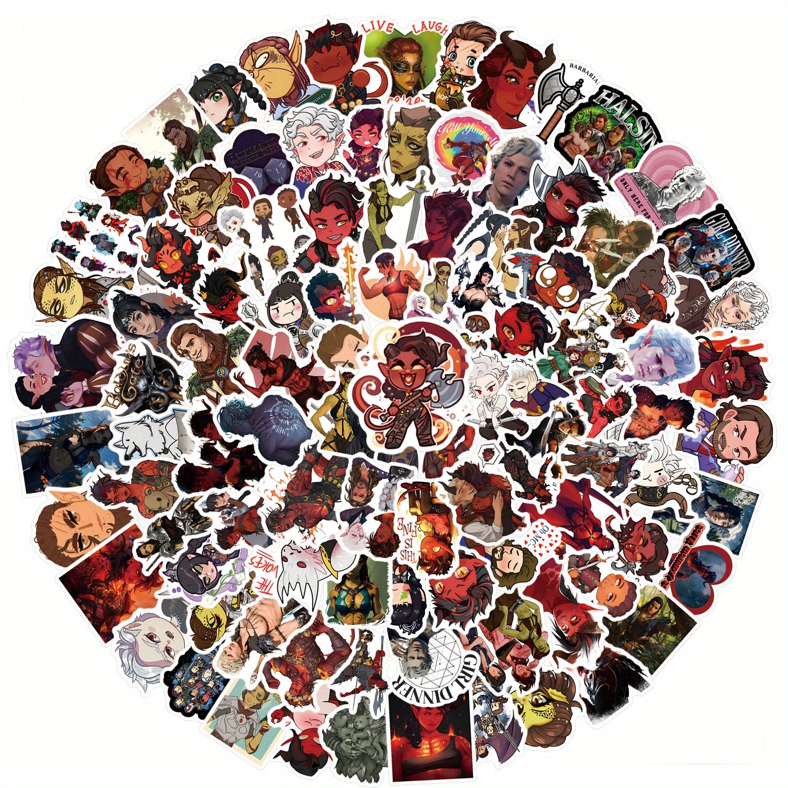 128pcs Baldur's Gate Character Stickers for Laptops