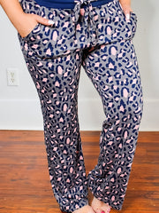  Leopard Print High Rise Drawstring Pants