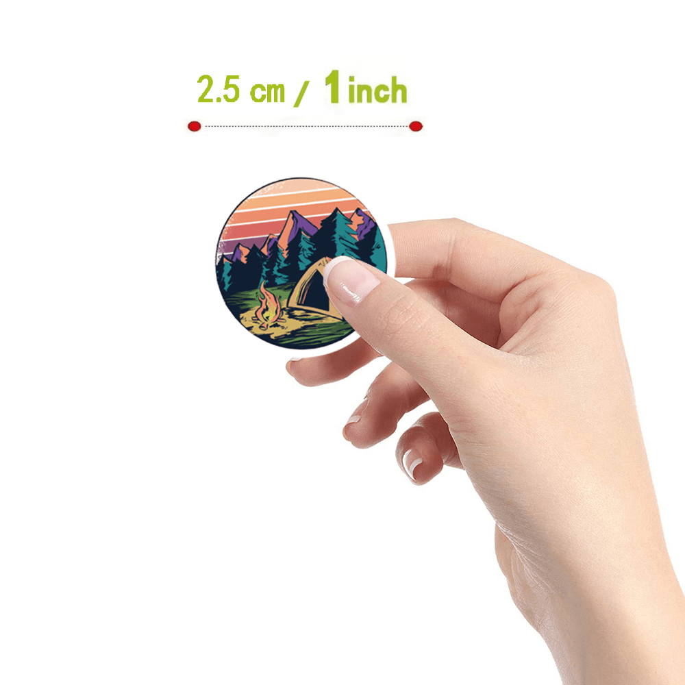 500pcs Camping & Nature Sticker Roll Vinyl Decals 10 Designs