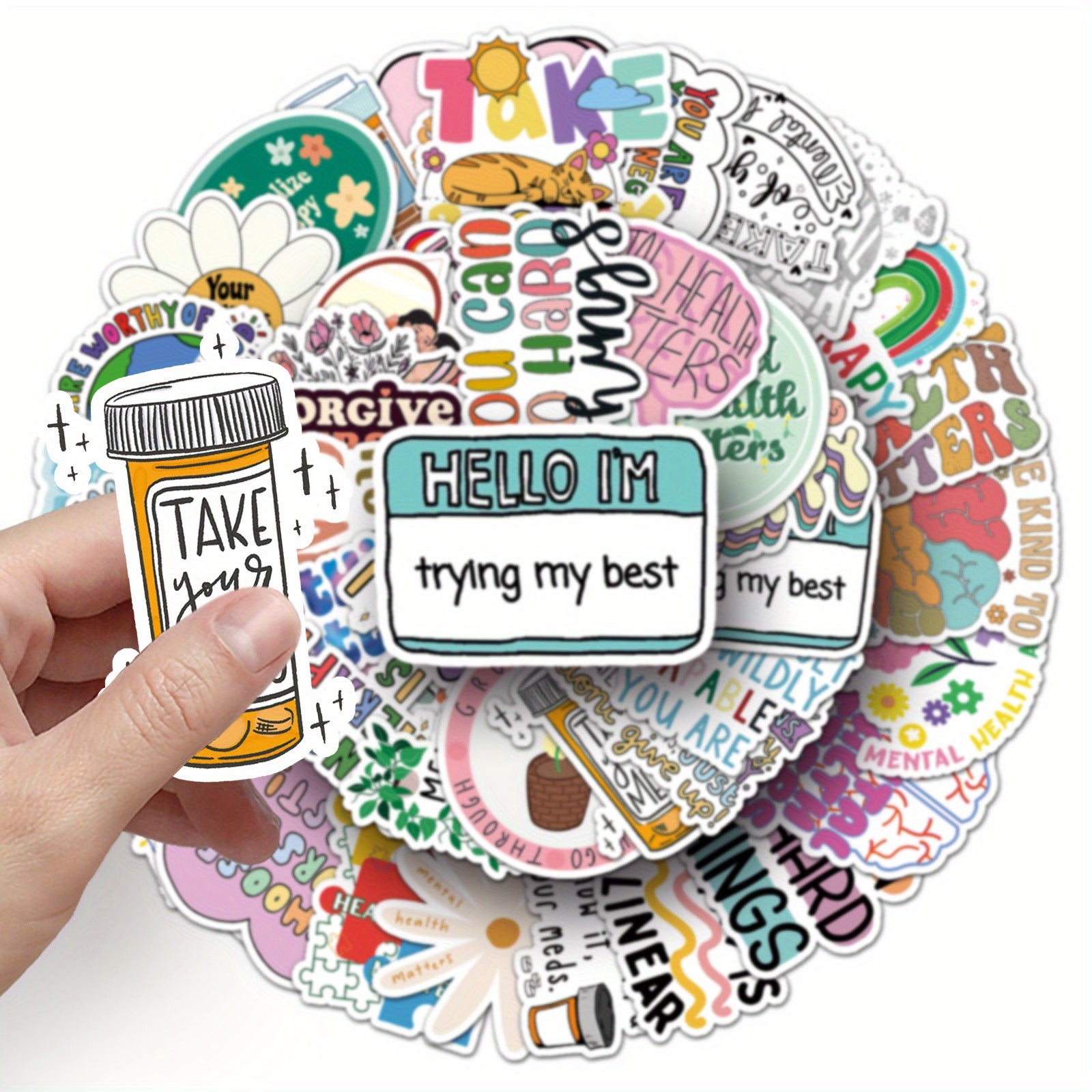 100pcs Mental Health Quotes Vinyl Stickers for Laptops Water Bottl