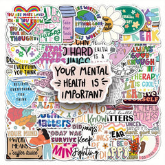 100pcs Mental Health Quotes Vinyl Stickers for Laptops Water Bottl
