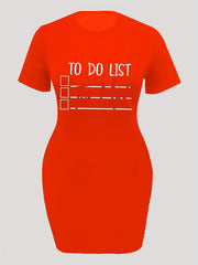  Casual Dress Women's Plus Letter Print Short Sleeve