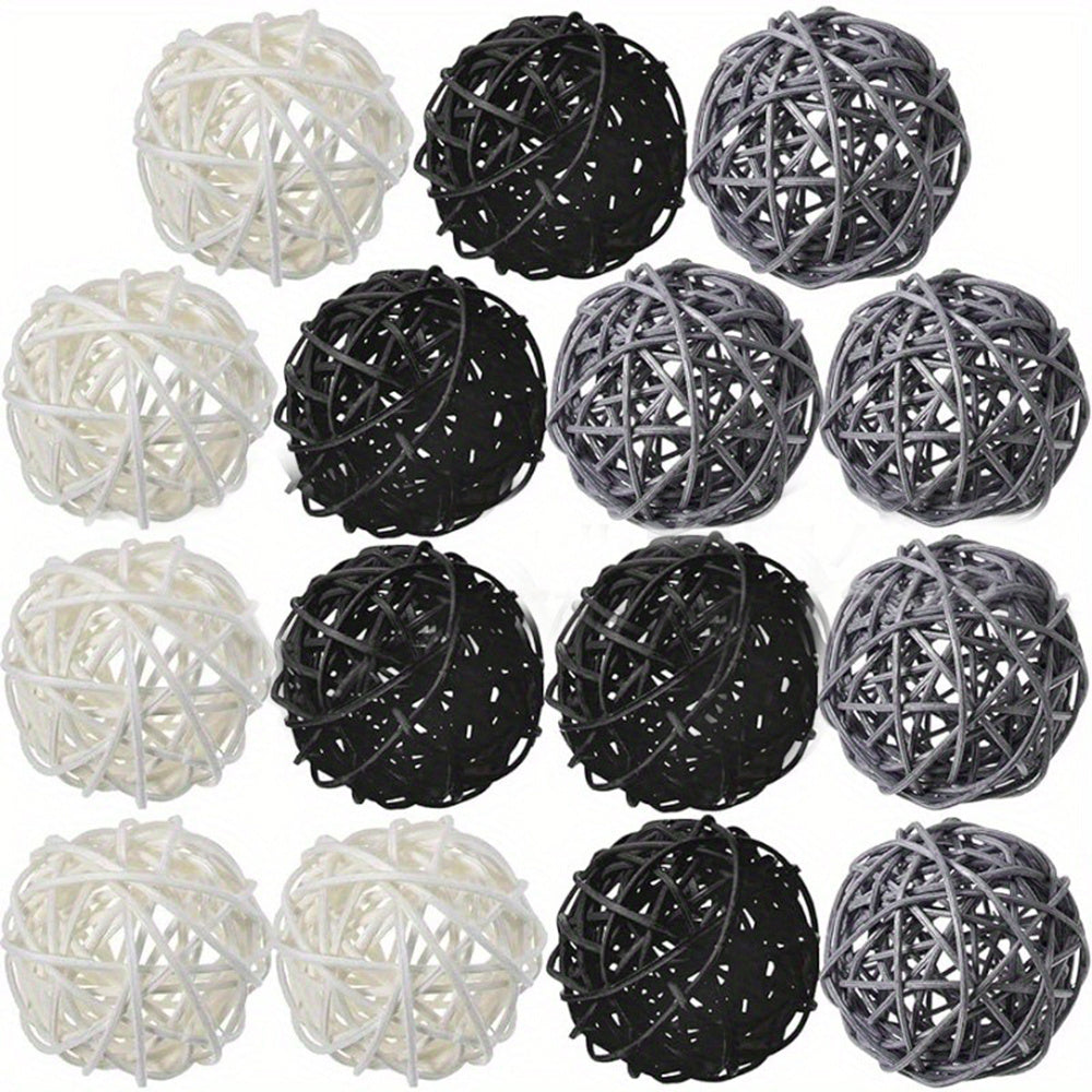 15pcs Wooden Rattan Ball Set for Home Decor and DIY Pet Toy