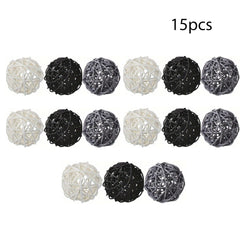 15pcs Wooden Rattan Ball Set for Home Decor and DIY Pet Toy