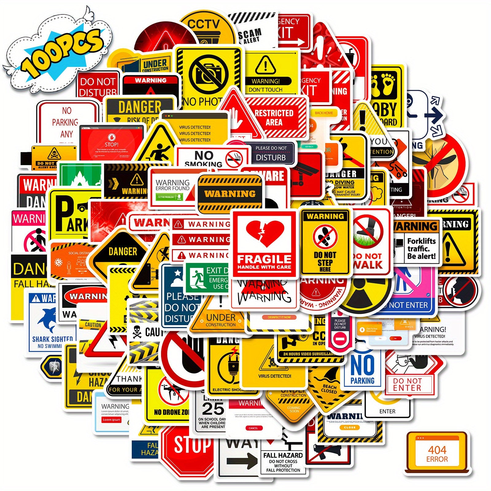 100pcs Waterproof Sticker Pack - Funny Cartoon Designs