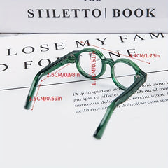 2pcs Dollhouse Glasses Stylish Green Eyewear w/ Cases Accessories for Dolls