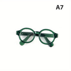 2pcs Dollhouse Glasses Stylish Green Eyewear w/ Cases Accessories for Dolls