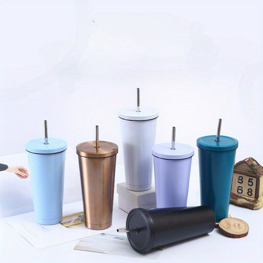 304 Stainless Steel Tumbler Cups w/ Straws Vacuum Insulated Coffee Mugs