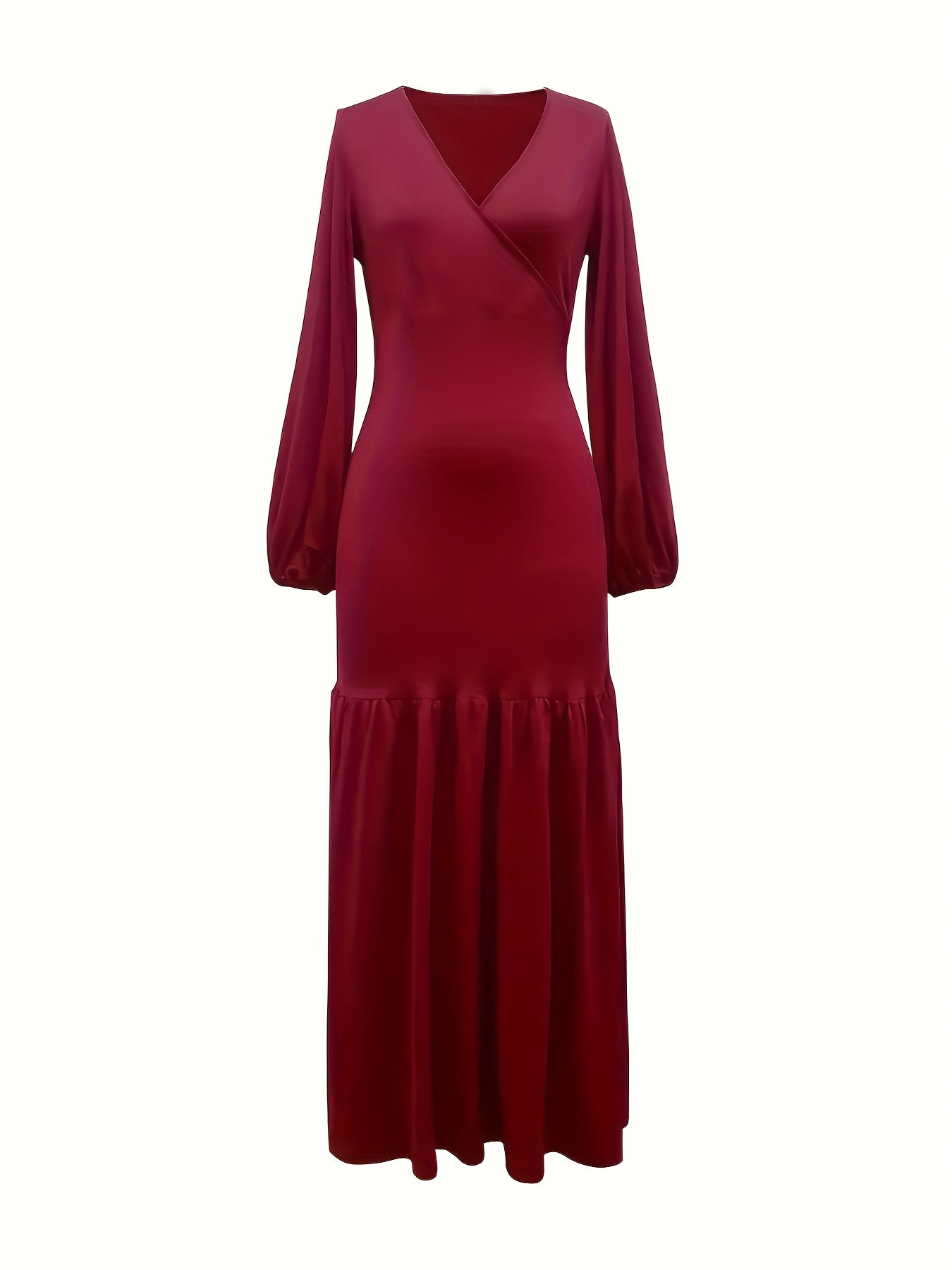  Lantern Sleeve Maxi Smock Dress