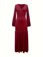  Lantern Sleeve Maxi Smock Dress