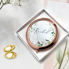 Personalized Wedding Pocket Compact Mirror Custom Name Engraved Bridesmaid Gift