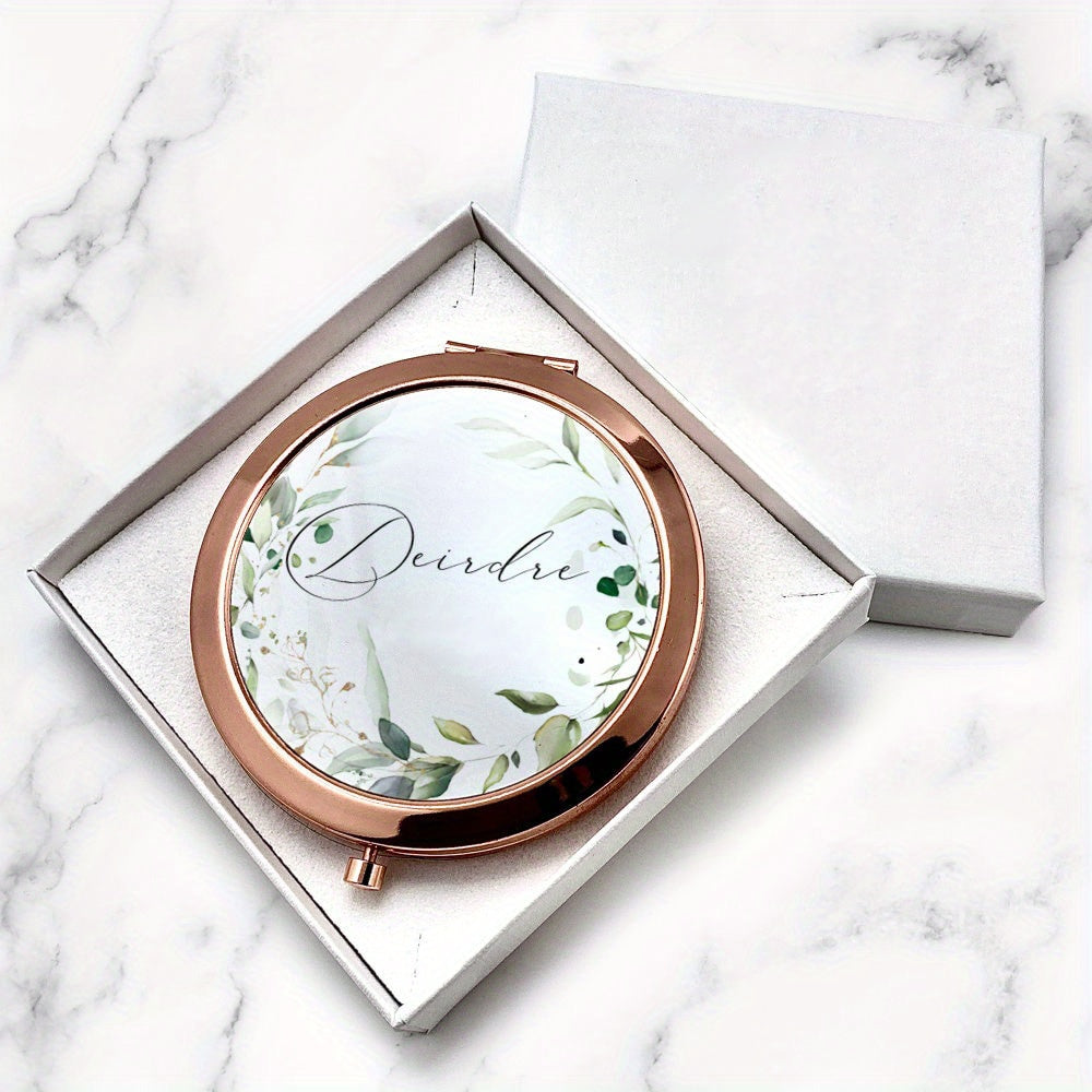 Personalized Wedding Pocket Compact Mirror Custom Name Engraved Bridesmaid Gift