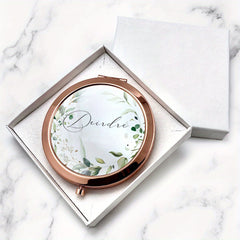 Personalized Wedding Pocket Compact Mirror Custom Name Engraved Bridesmaid Gift