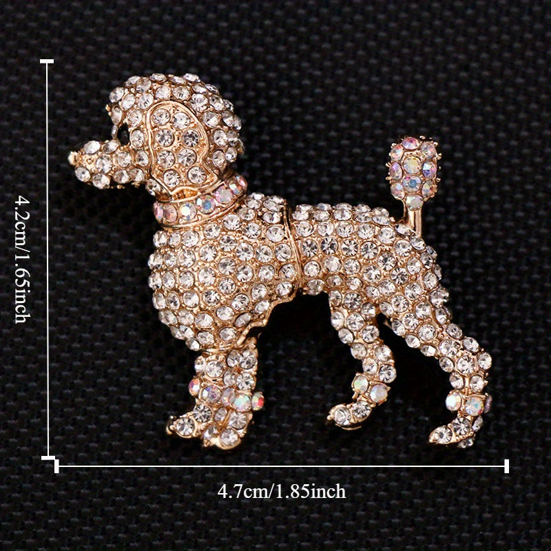 Vintage Small Dog Pin Brooch with Rhinestones in Earth Campus Pattern