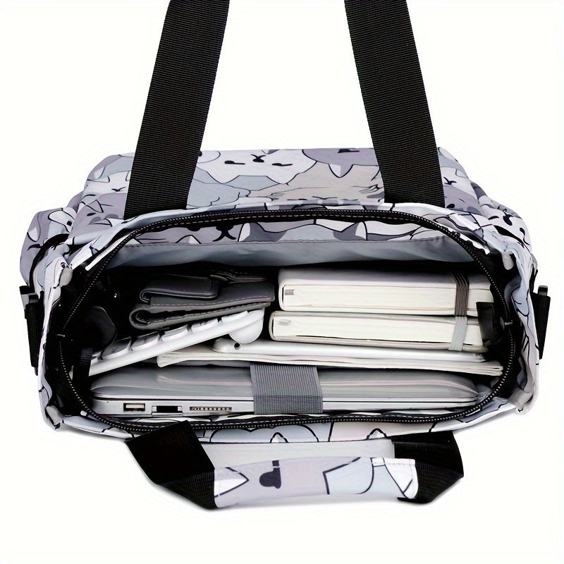 Cat Print Canvas Messenger Bag for Laptop