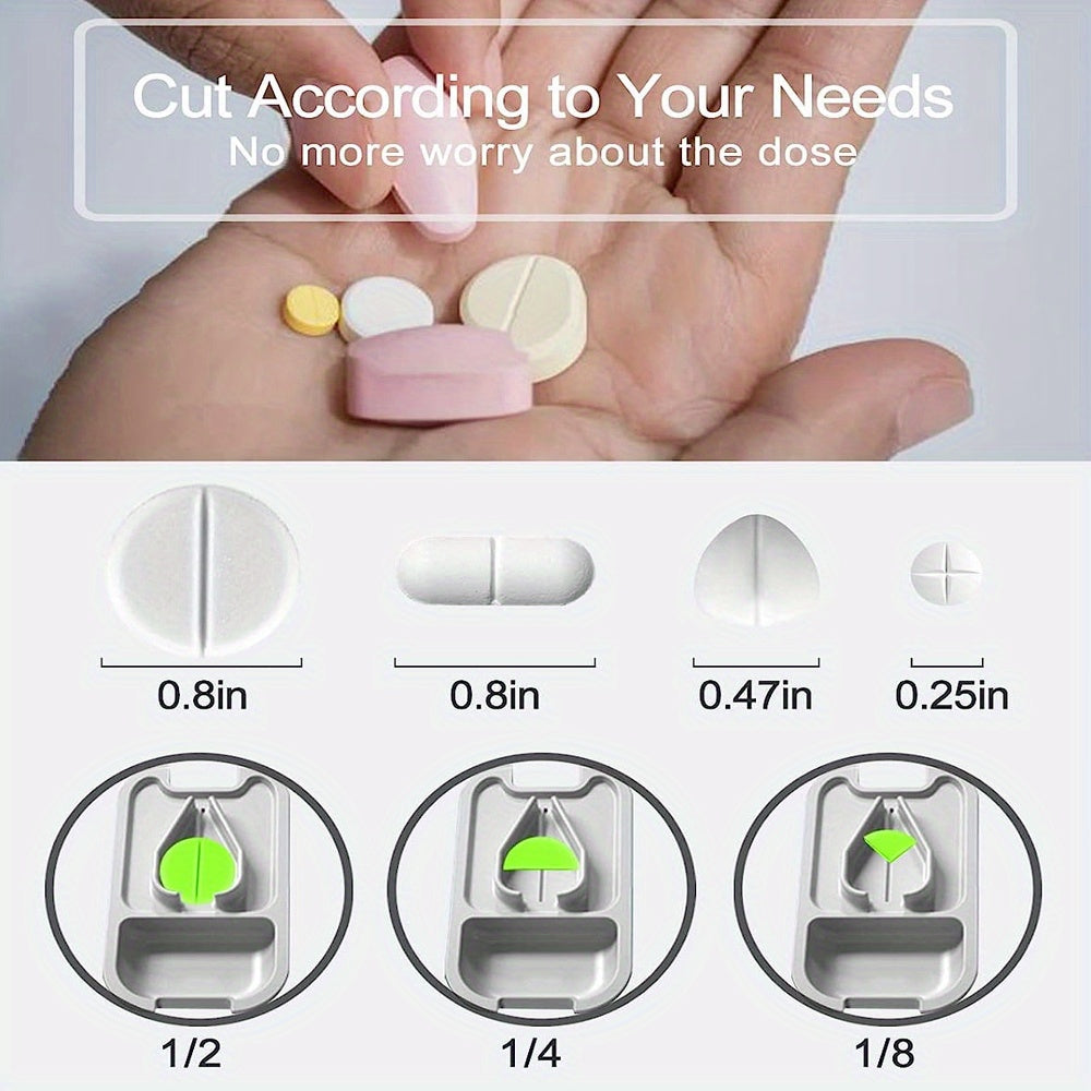 Portable Pill Cutter Dispenser Stainless Steel Blade