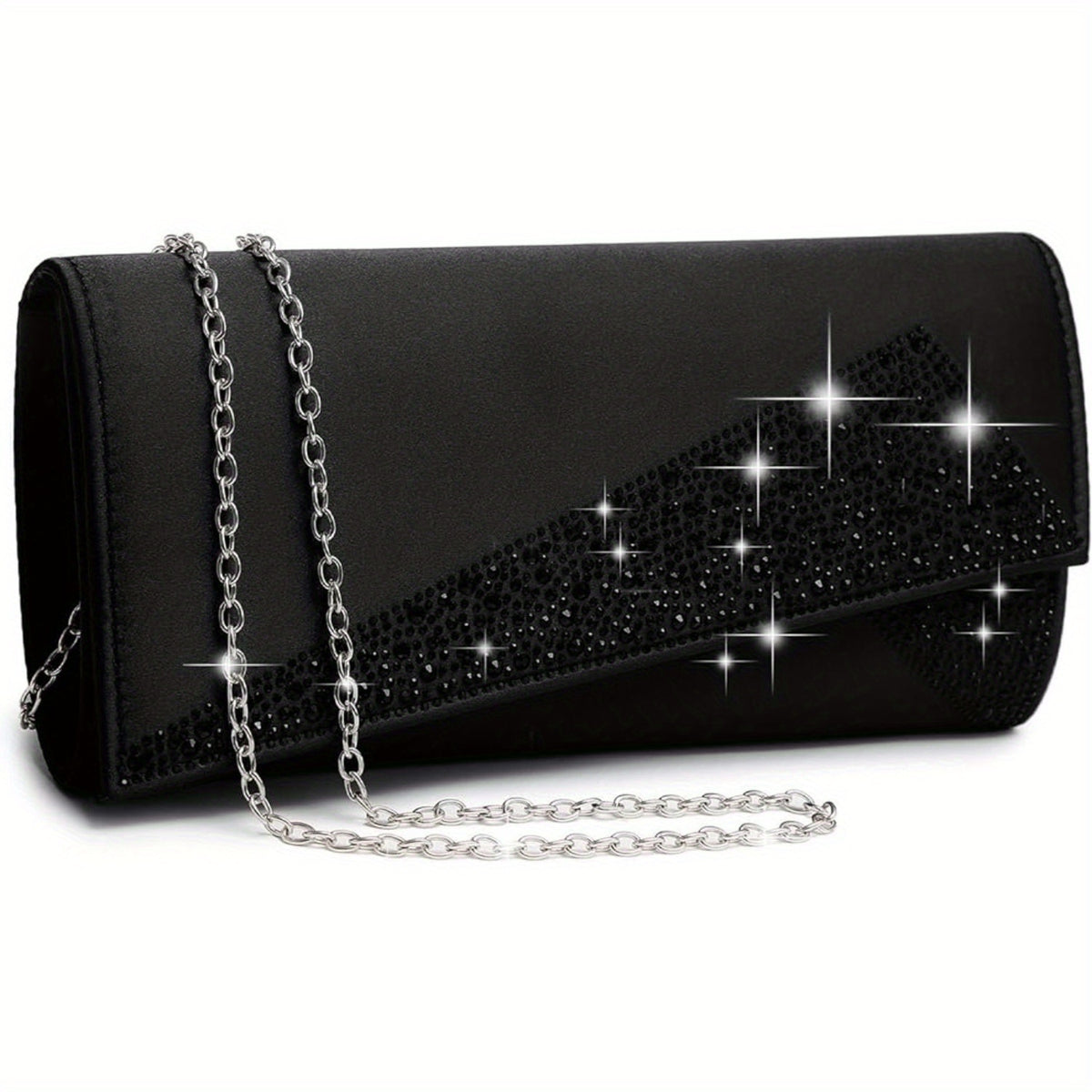 Satin Rhinestone Clutch Evening Bag for Party Wedding