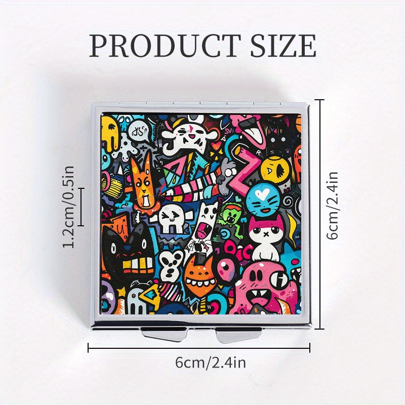 Graffiti Pattern Square Pill Box