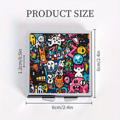 Graffiti Pattern Square Pill Box