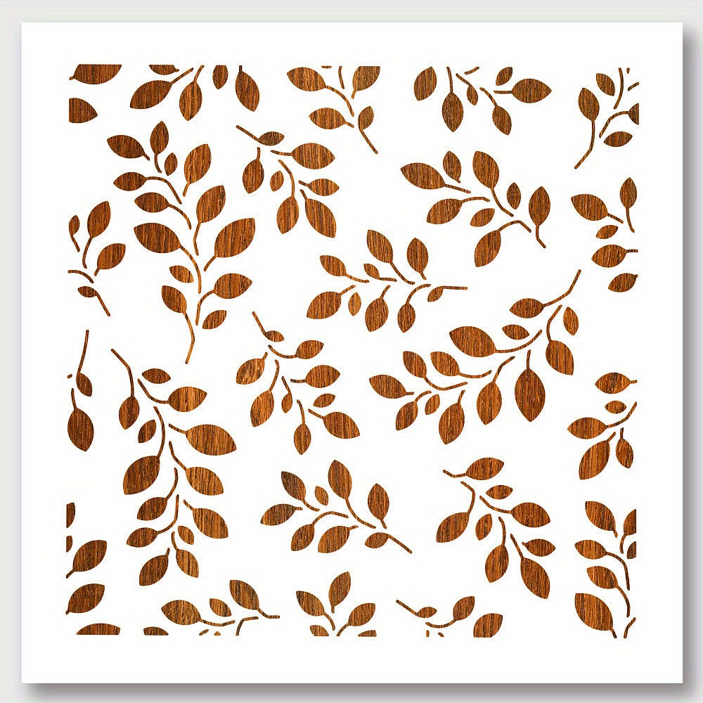Leaf Pattern Reusable Stencil for DIY Crafts 30cm Square Template