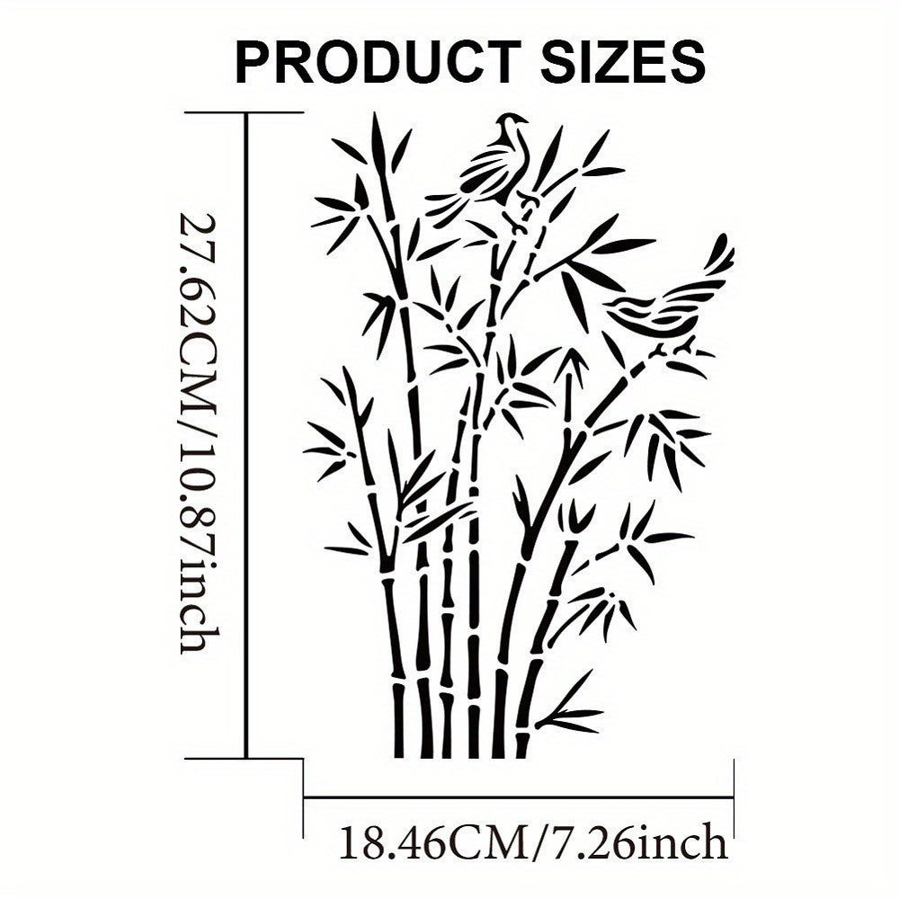 Bamboo Themed PET Hollow Out Drawing Stencil Set with Art Brush