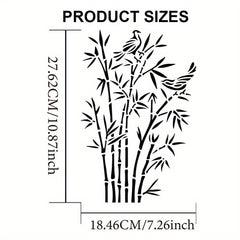 Bamboo Themed PET Hollow Out Drawing Stencil Set with Art Brush