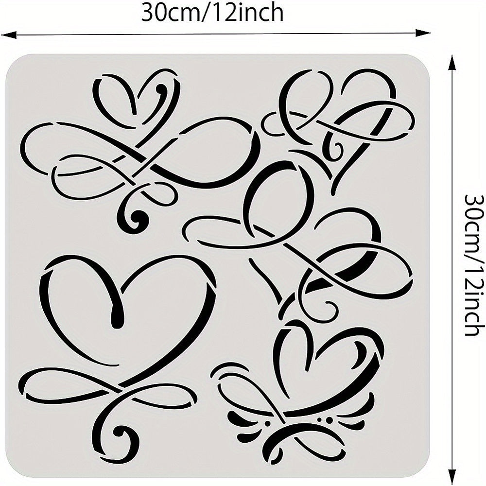 Heart Pattern Stencil 30x30 Durable PVC Painting Template Scrapbooking