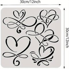 Heart Pattern Stencil 30x30 Durable PVC Painting Template Scrapbooking