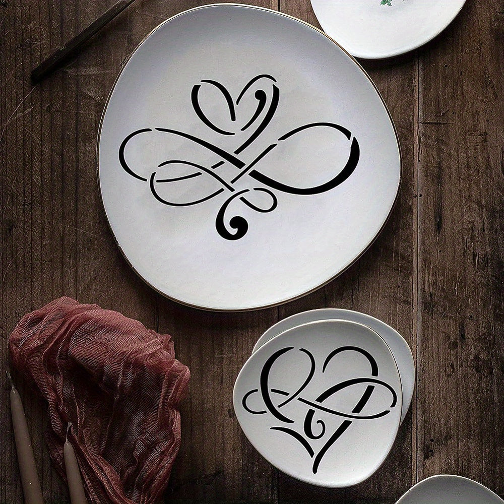 Heart Pattern Stencil 30x30 Durable PVC Painting Template Scrapbooking