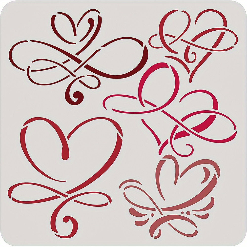 Heart Pattern Stencil 30x30 Durable PVC Painting Template Scrapbooking