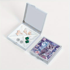 Owl Print Square Pill Box with 4 Compartments Portable Medicine Box