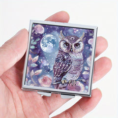 Owl Print Square Pill Box with 4 Compartments Portable Medicine Box