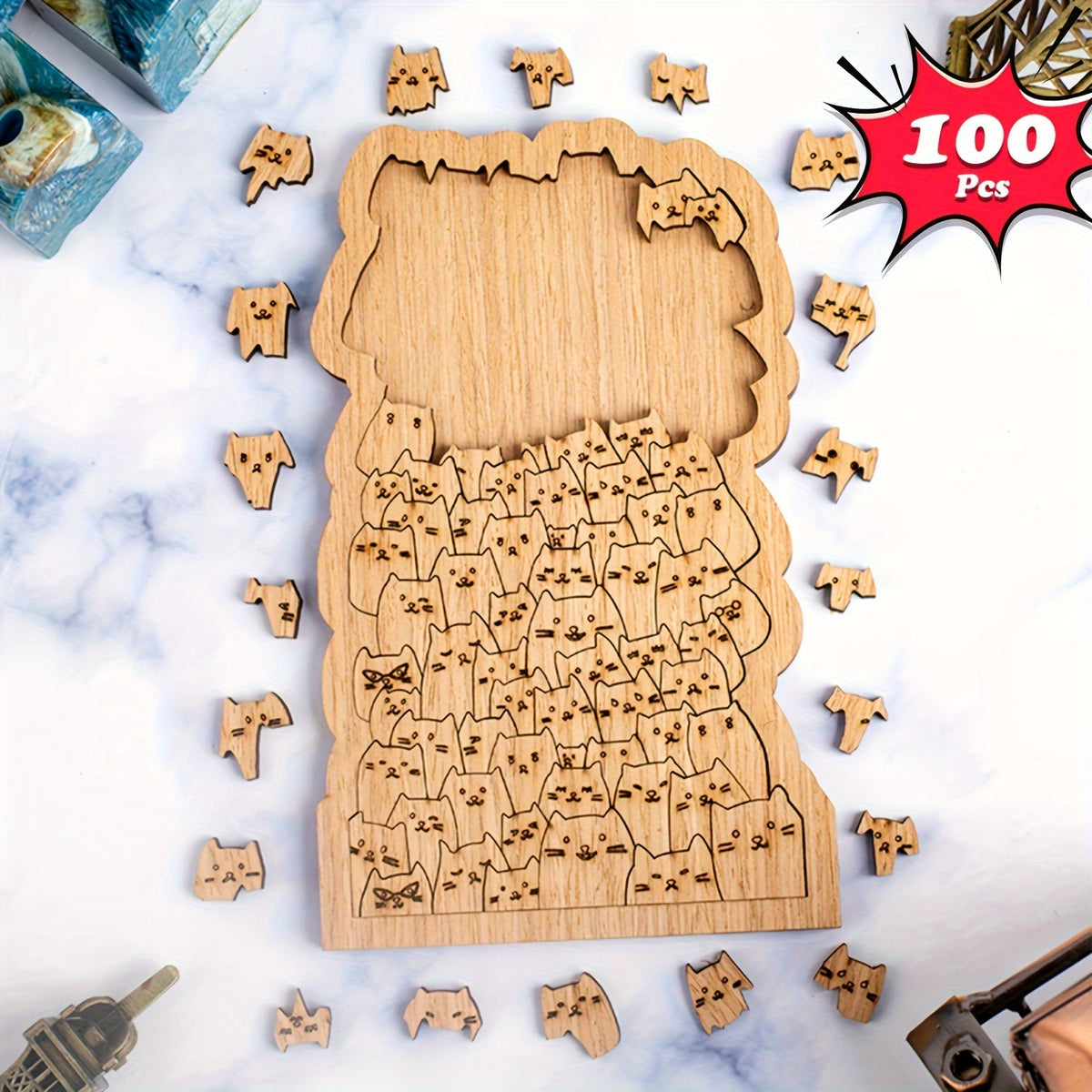 Wooden Puzzle Collection: 100 Cats, 101 Flowers, 91 Dopamine Boosters
