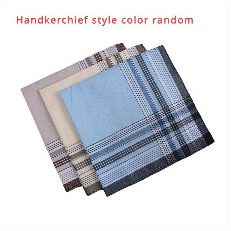 9pcs Vintage Cotton Men's Handkerchiefs Checkered Pattern Soft & Durable