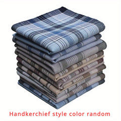 9pcs Vintage Cotton Men's Handkerchiefs Checkered Pattern Soft & Durable