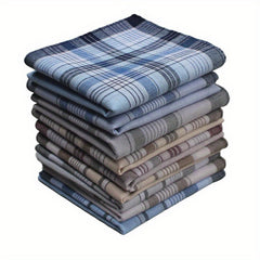 9pcs Vintage Cotton Men's Handkerchiefs Checkered Pattern Soft & Durable