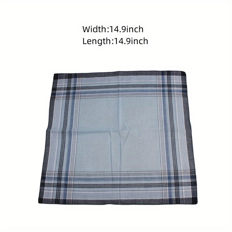 9pcs Vintage Cotton Men's Handkerchiefs Checkered Pattern Soft & Durable