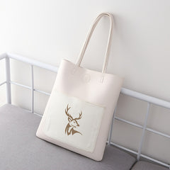 Deer Head Print Shoulder Bag Large Capacity Handbag