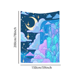 Anime Star Moon Sky Night View Tapestry Wall Hanging Decor
