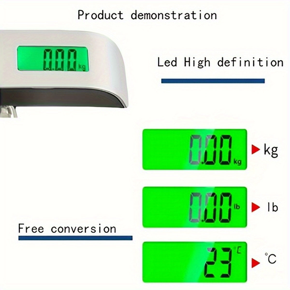 Digital Luggage Scale 110Lb 50Kg Backlit LCD Thermometer Sensor