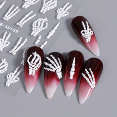 Skull Nail Art Stickers 5D Self Adhesive Decals for DIY Manicure