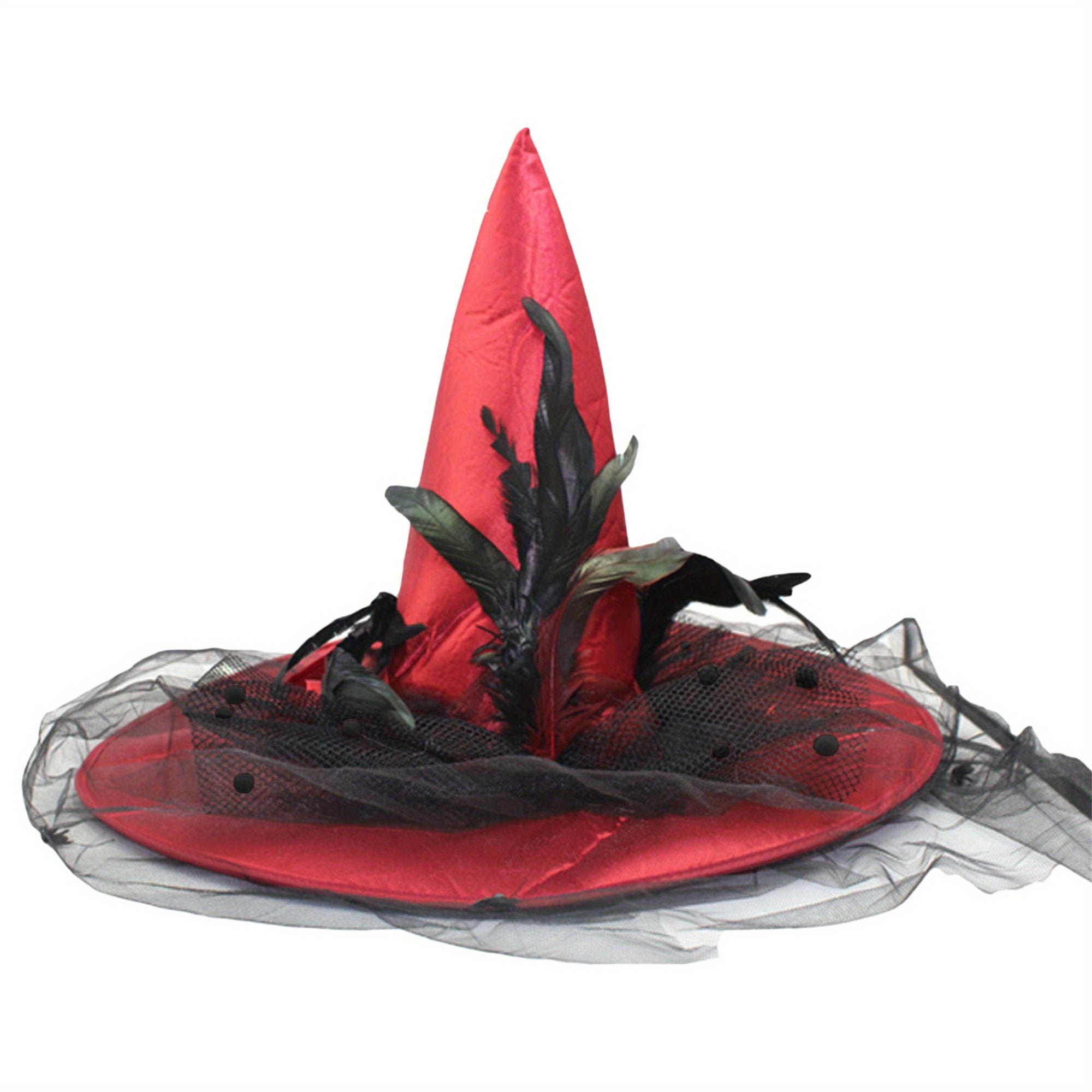 Feather Wizard Hats with Tulle Carnival Costume