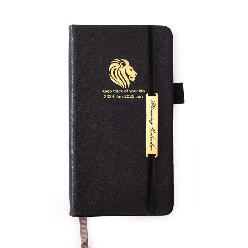 A6 Faux Leather 18-Month Planner Jan-Jun Pocket Pen Holder Strap Business