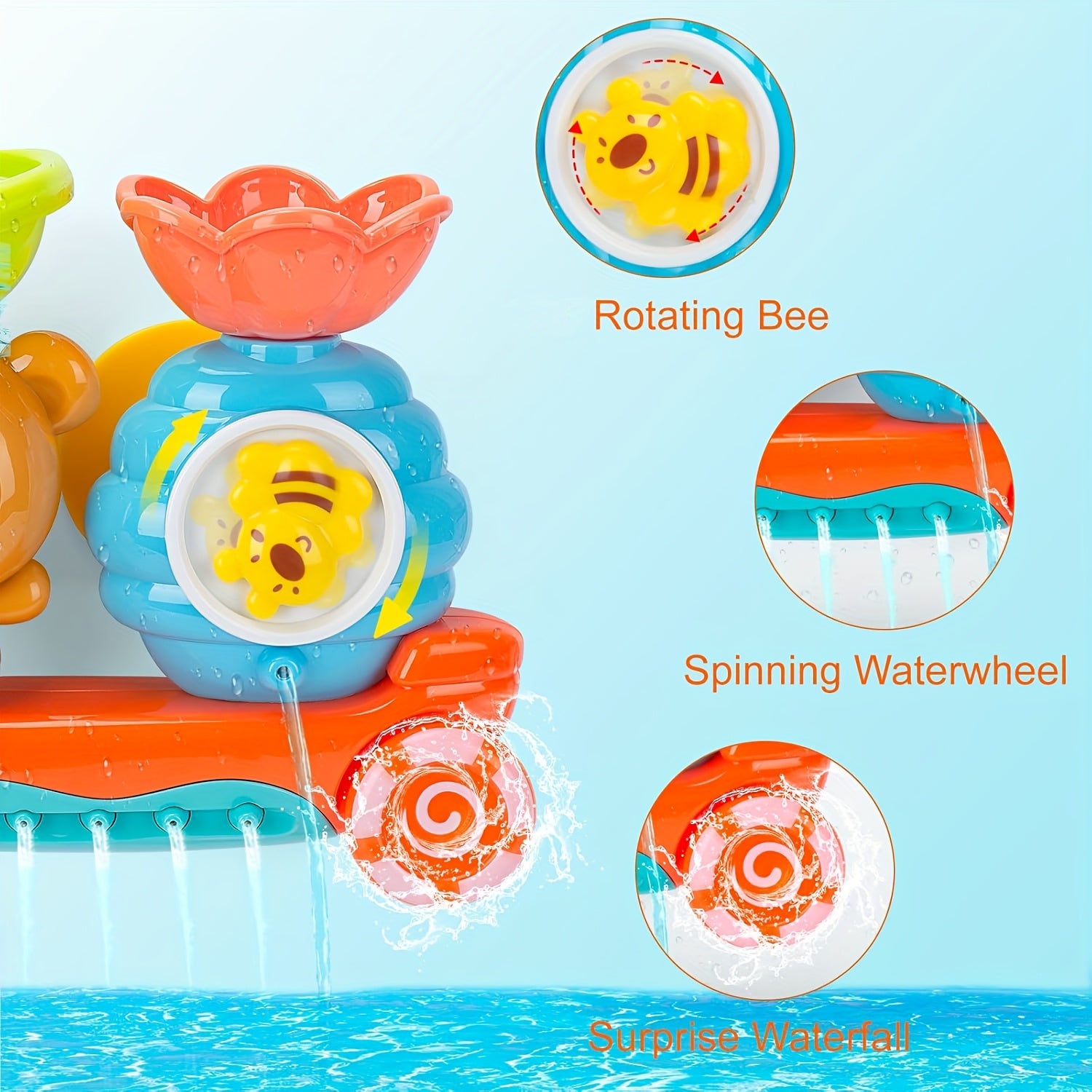 Bear Boat Bath Toy for Toddlers with Suction Cups