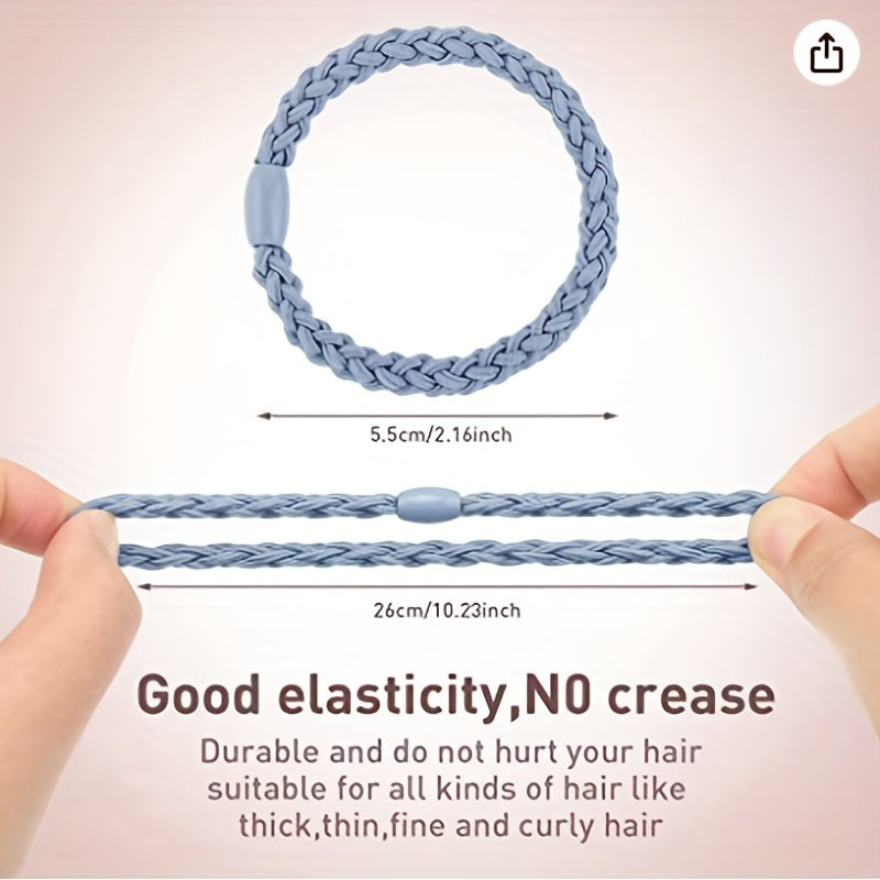 12pcs Elastic Hair Rope Braided Ponytail Hair Accessories Headband Hair Tie