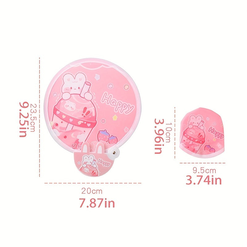 1pc Folding Fan Cartoon Pattern Small Fan Mini Cloth Surface Pocket Fan Portable