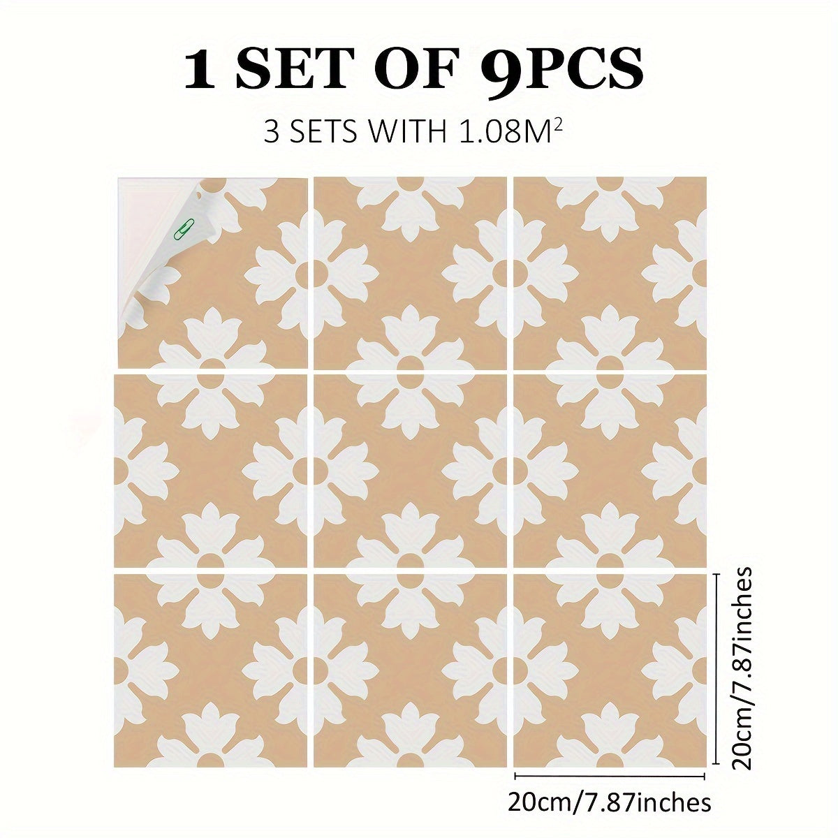 9pcs Nordic Style Printed Floor Stickers Non-slip Waterproof Decal Vinyl Sticker