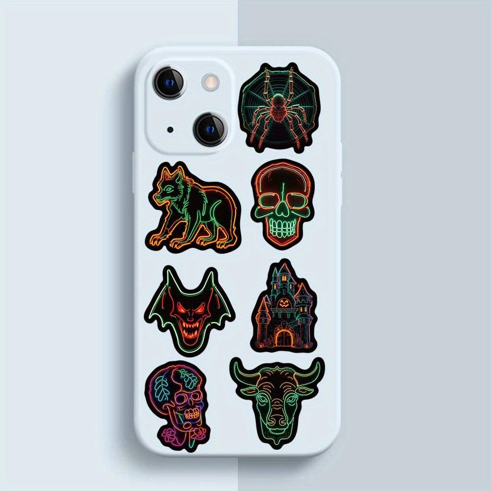 50pcs Neon Halloween Cartoon Stickers for Water Bottles Skateboards