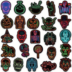 50pcs Neon Halloween Cartoon Stickers for Water Bottles Skateboards