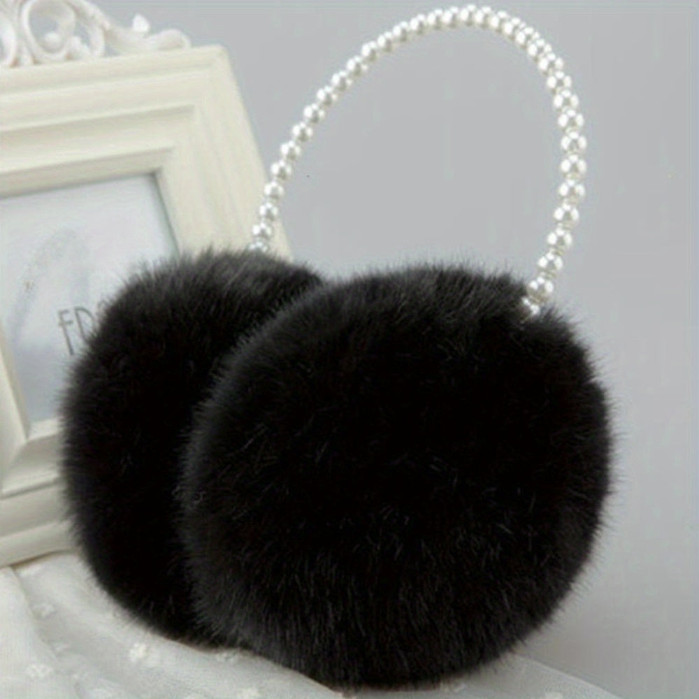 Women's Winter Plush Earmuffs Simulated Pearl Earmuffs